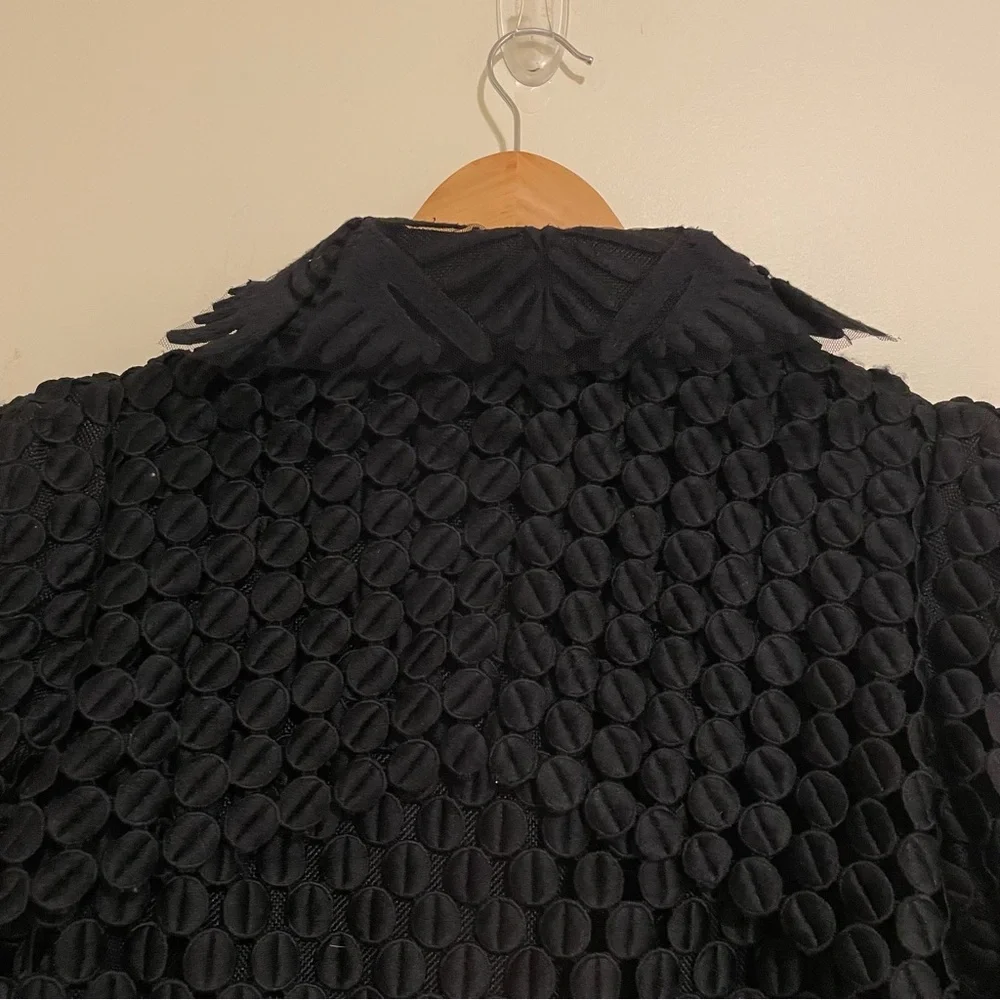 Byron Lars Beauty Mark Rare Textured A-Line Statement Coat with Waist Belt Sz 6